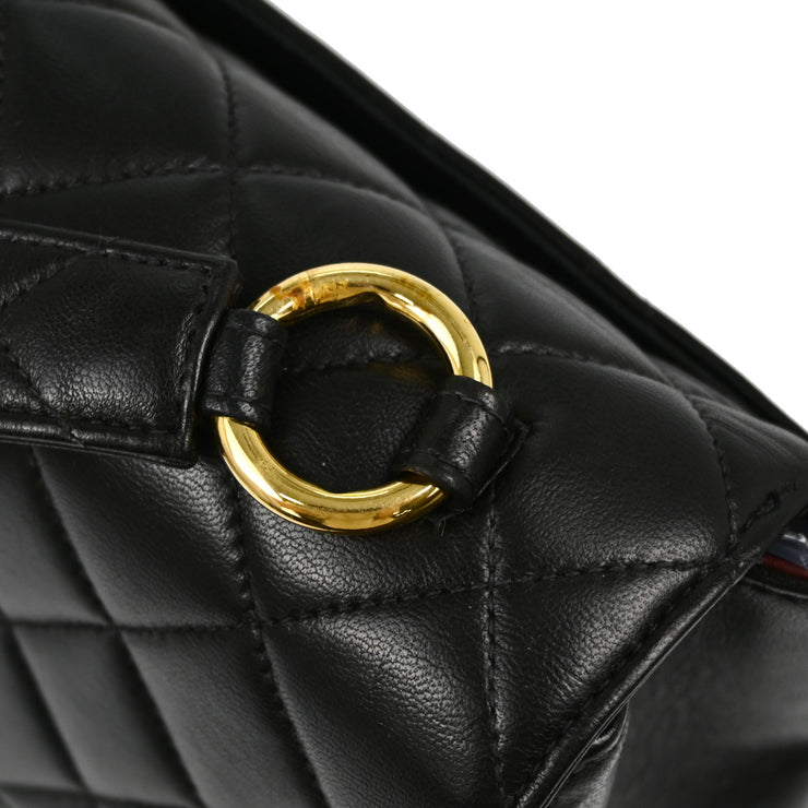 Chanel 1996-1997 Black Lambskin Straight Single Flap Handbag