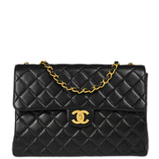 Chanel Black Lambskin Jumbo Classic Flap Shoulder Bag