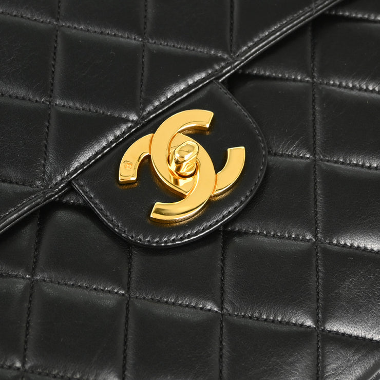 Chanel Black Lambskin Jumbo Classic Flap Shoulder Bag