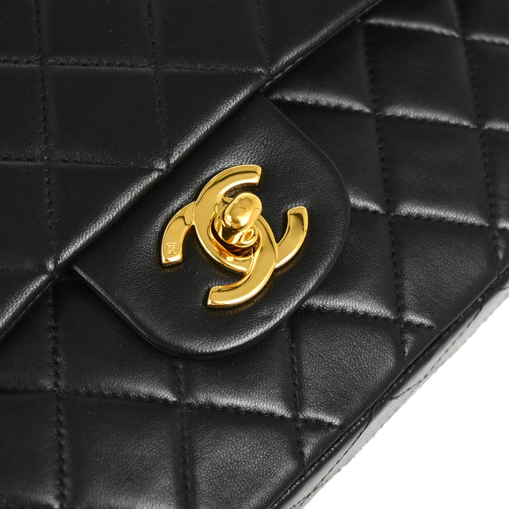 Chanel 1997-1999 Black Lambskin Medium Classic Double Flap Shoulder Bag