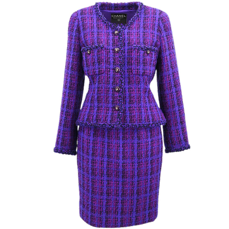 Chanel 1995 Setup Suit Jacket Skirt Purple #38