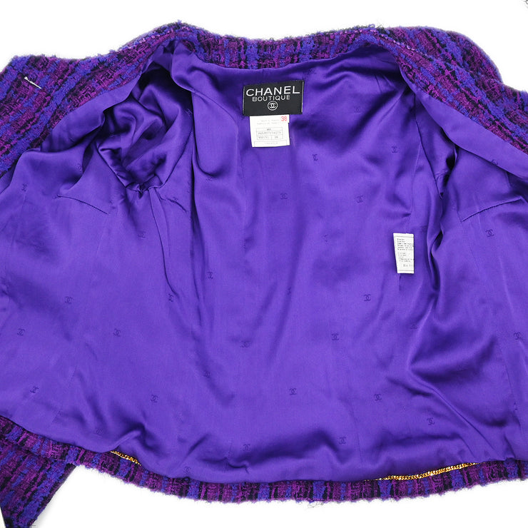 Chanel 1995 Setup Suit Jacket Skirt Purple #38