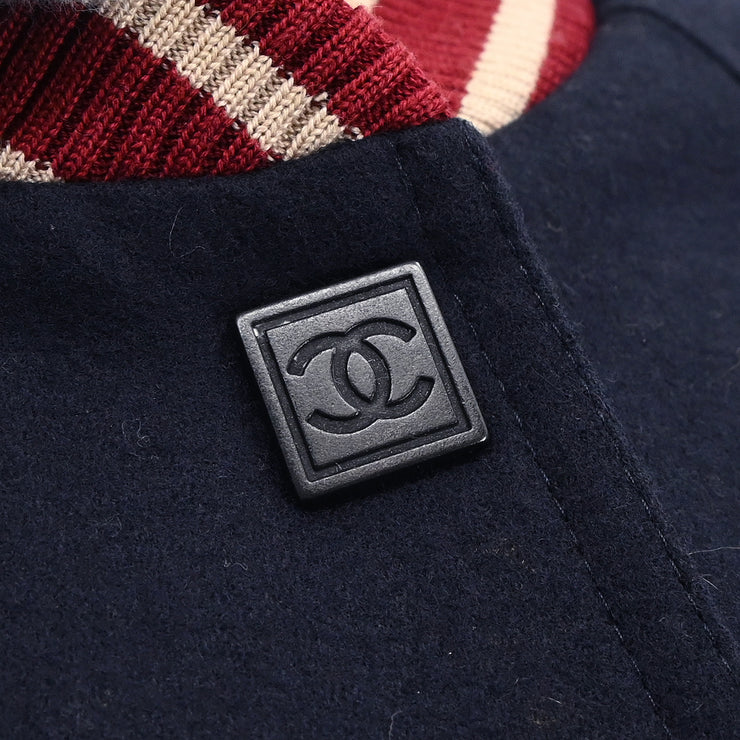 Chanel 2004 Spring Letterman Bomber Jacket Navy #36