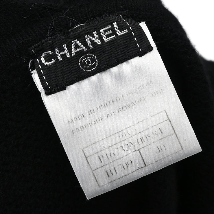 Chanel 2001 Short Sleeve Sweater Knit Top Black #40