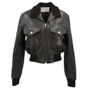 Chanel Zip Up Leather Jacket Brown