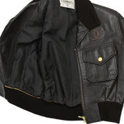 Chanel Zip Up Leather Jacket Brown