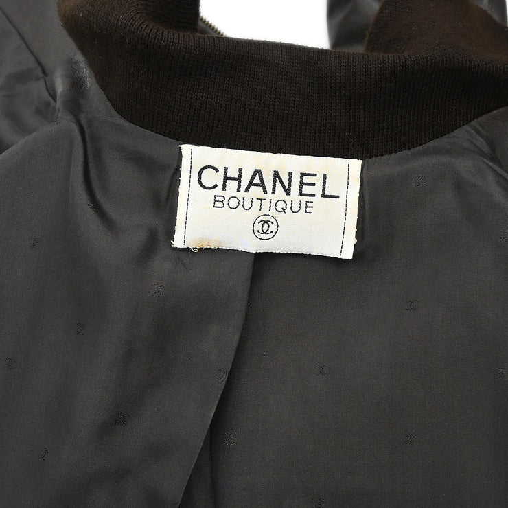 Chanel Zip Up Leather Jacket Brown