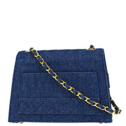 Chanel Blue Denim Straight Flap Shoulder Bag