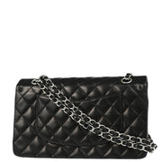 Chanel 2005-2006 Black Lambskin Medium Classic Double Flap Shoulder Bag