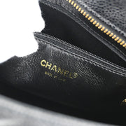 Chanel 2001-2003 Black Caviar Medallion Tote Handbag