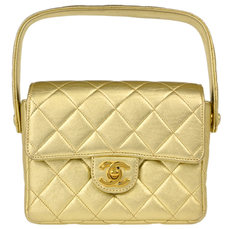 Chanel 1996-1997 Gold Lambskin Mini Handbag