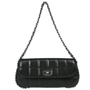 Chanel 2003-2004 Black Lambskin Choco Bar Shoulder Bag