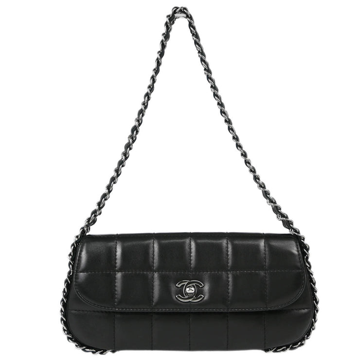 Chanel 2003-2004 Black Lambskin Choco Bar Shoulder Bag