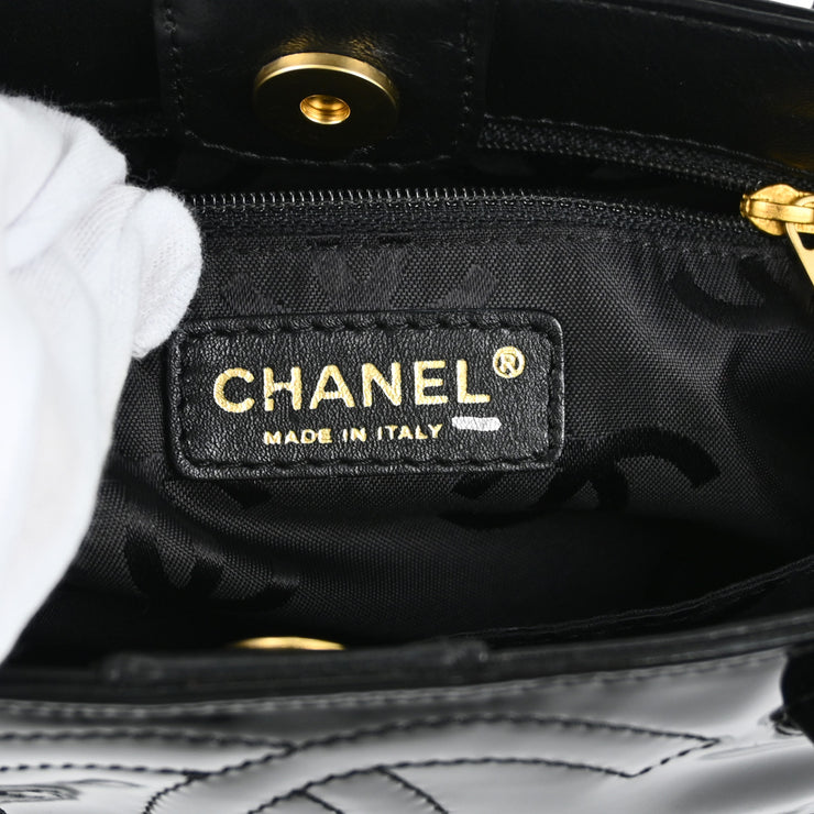 Chanel 2004-2005 Black Patent Leather Triple CC Handbag