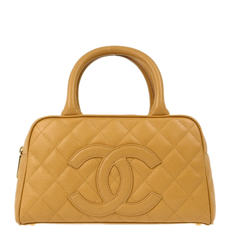 Chanel 2004-2005 Beige Caviar Bowling Bag 27