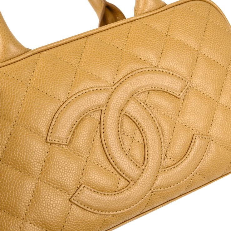 Chanel 2004-2005 Beige Caviar Bowling Bag 27