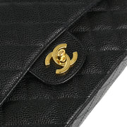 Chanel 2001-2003 Black Caviar Medium Classic Double Flap Shoulder Bag