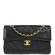 Chanel 1989-1991 Black Lambskin Small Single Flap Shoulder Bag