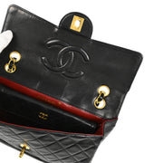 Chanel 1989-1991 Black Lambskin Small Single Flap Shoulder Bag