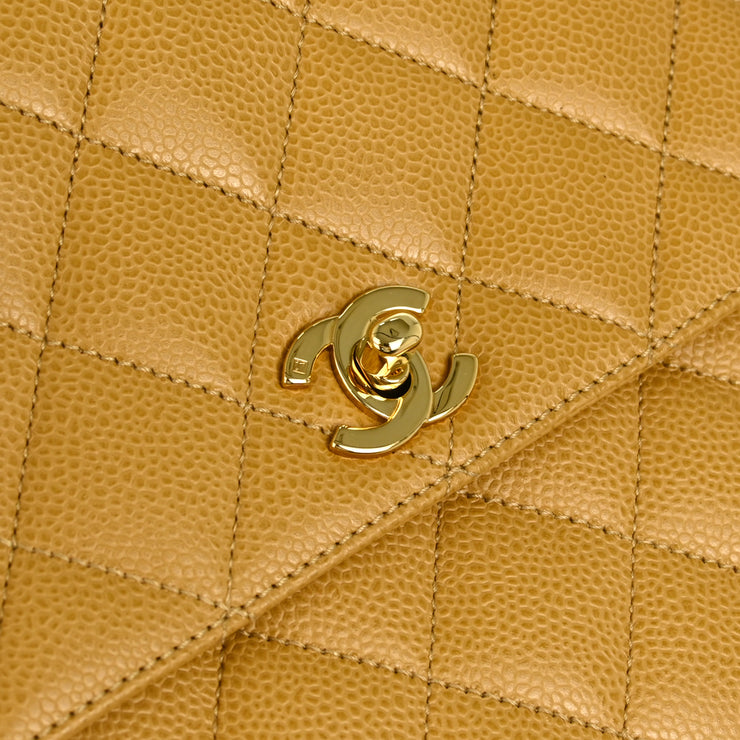 Chanel 1997-1999 Beige Caviar Kelly Handbag