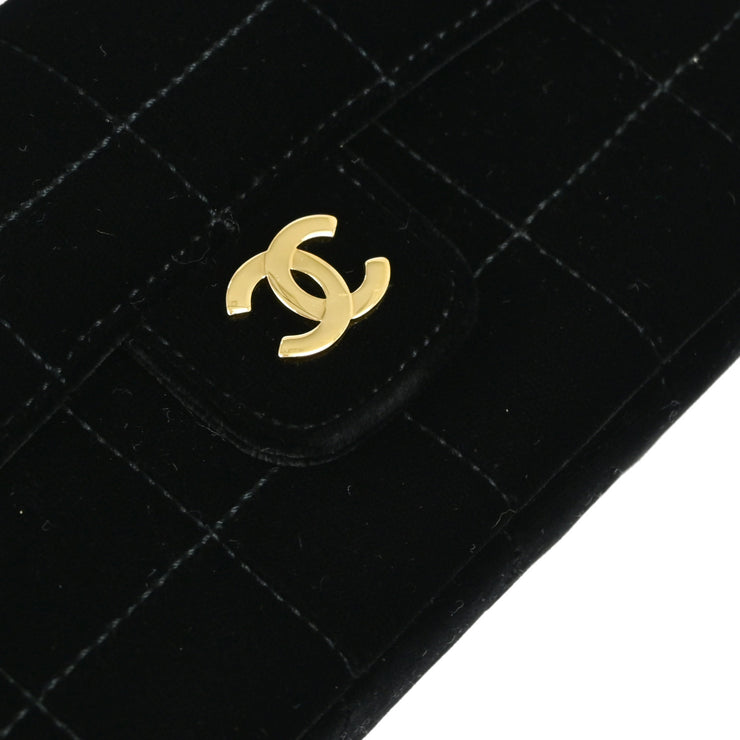 Chanel 2000-2001 Black Velvet Choco Bar Camellia Shoulder Bag