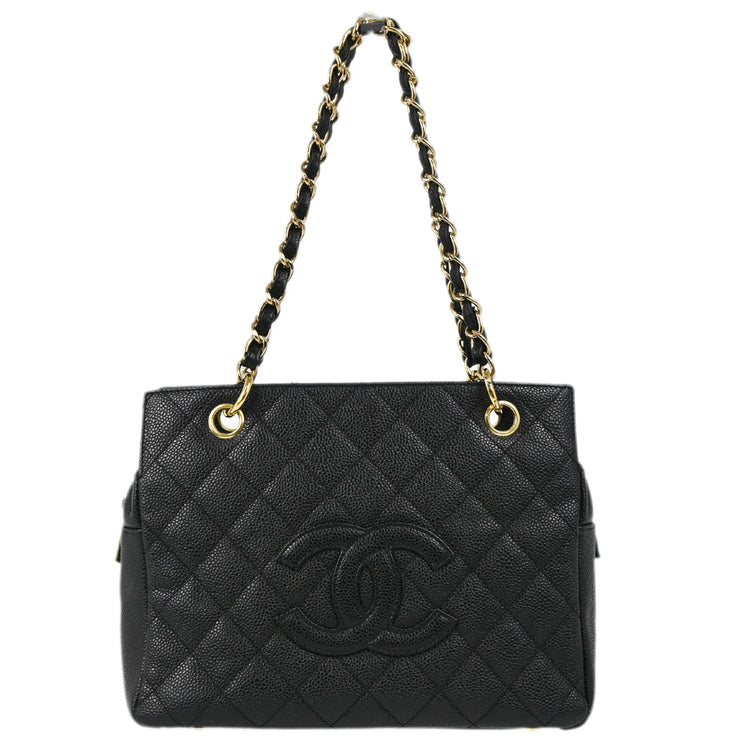 Chanel 2001-2003 Black Caviar Petite Timeless Tote PTT Chain Handbag