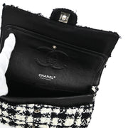 Chanel 2004-2005 White Black Tweed Medium Classic Double Flap Shoulder Bag