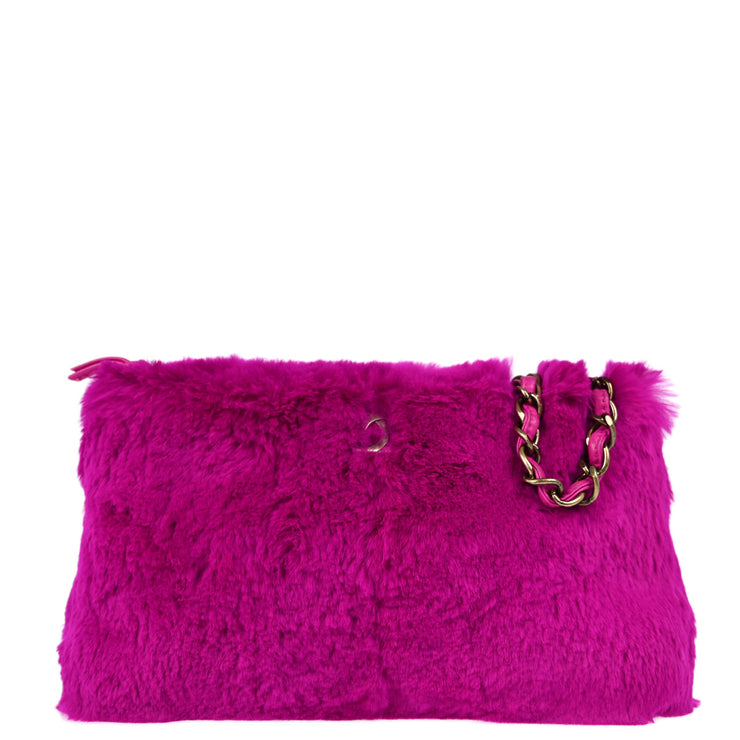 Chanel 2000-2001 Purple Fur Lambskin Shoulder Bag