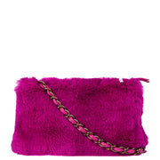 Chanel 2000-2001 Purple Fur Lambskin Shoulder Bag