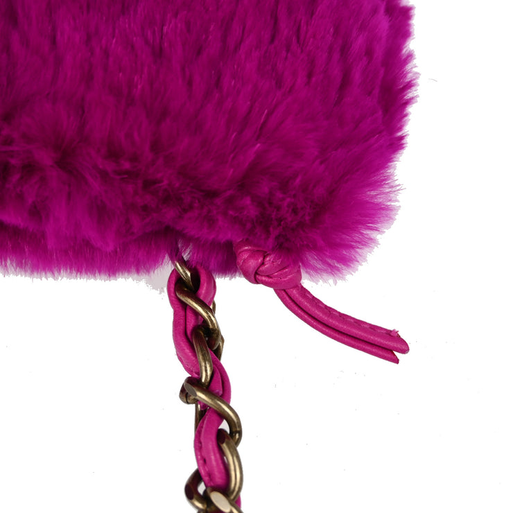 Chanel 2000-2001 Purple Fur Lambskin Shoulder Bag