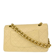 Chanel 1994-1996 Beige Lambskin Medium Classic Double Flap Shoulder Bag