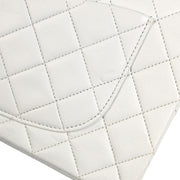 Chanel White Lambskin Small Classic Double Flap Shoulder Bag