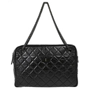 Chanel 2008-2009 Black Leather Mademoiselle Lock Shoulder Bag