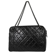 Chanel 2008-2009 Black Leather Mademoiselle Lock Shoulder Bag