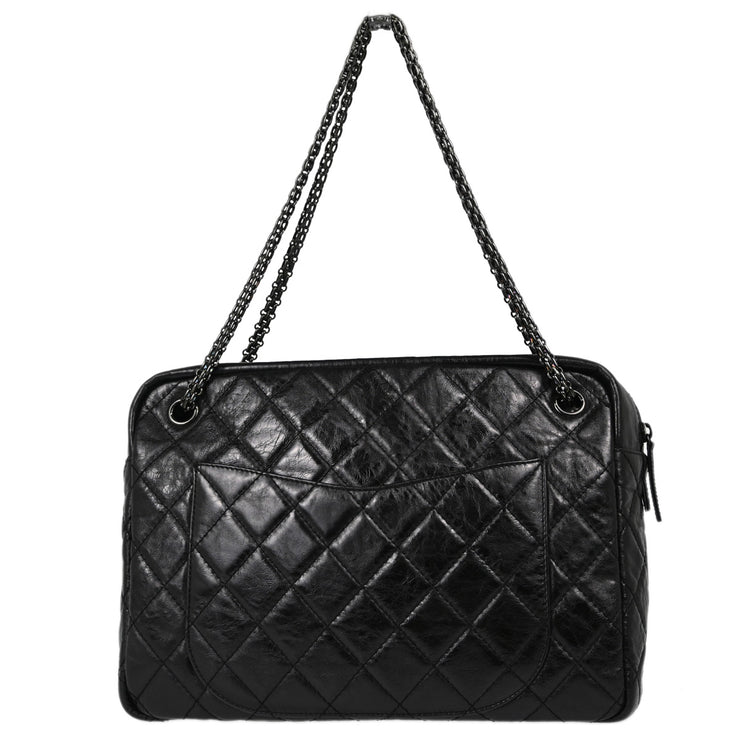 Chanel 2008-2009 Black Leather Mademoiselle Lock Shoulder Bag