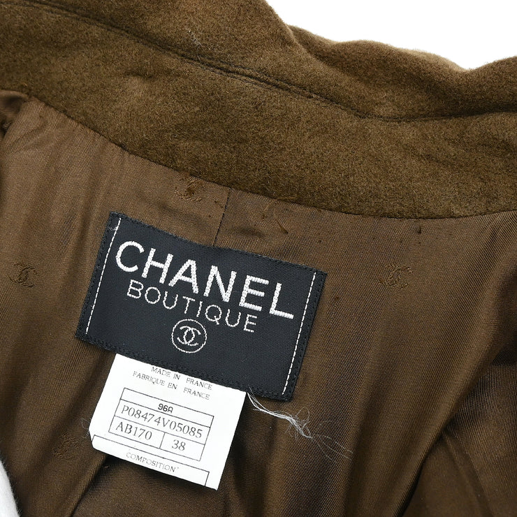 Chanel 1996 Double Breasted Gripoix Jacket Brown #38