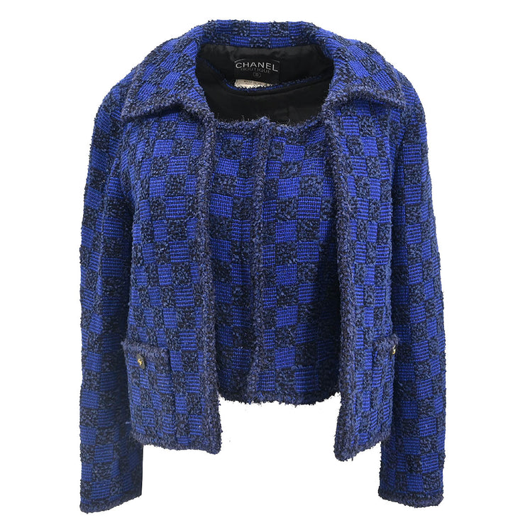 Chanel 1994 Ensemble Jacket Top Blue #40