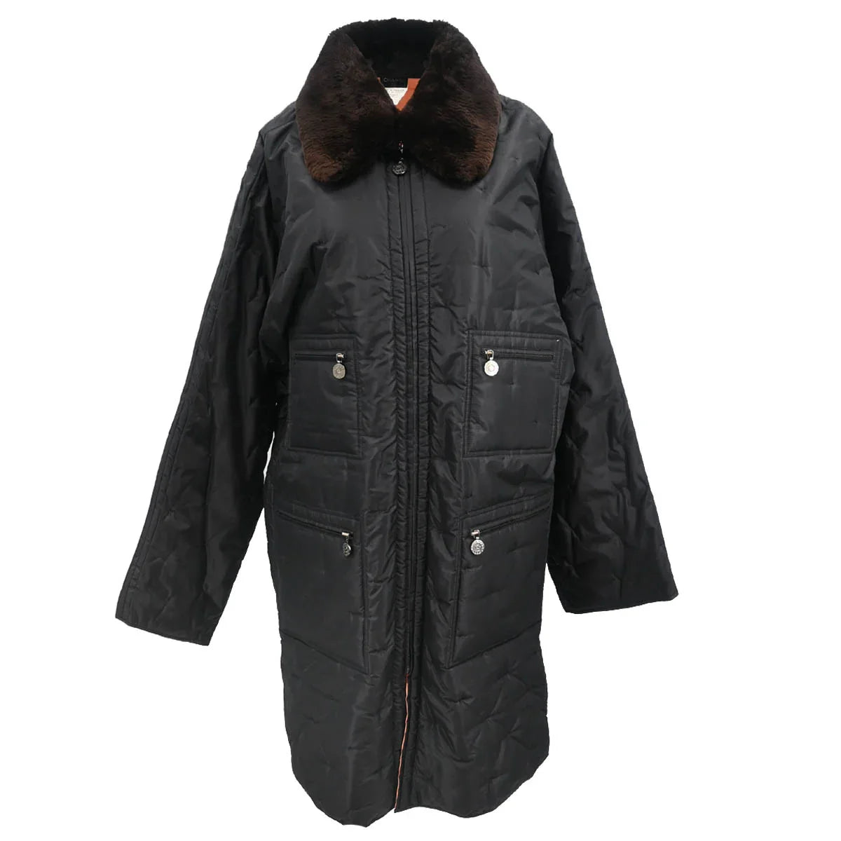 Chanel 1997 Zip Up Coat Black #38