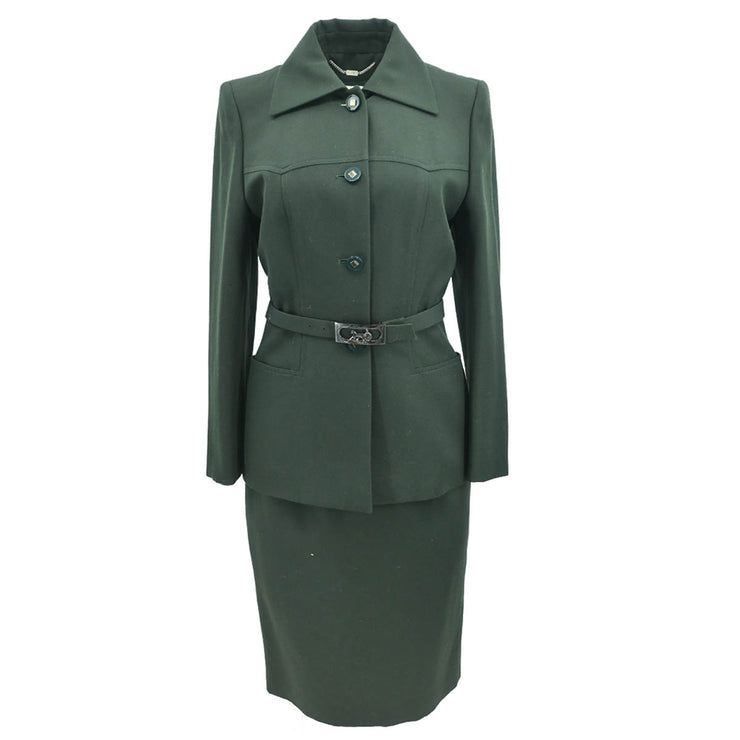 Celine Setup Suit Jacket Skirt Green #38