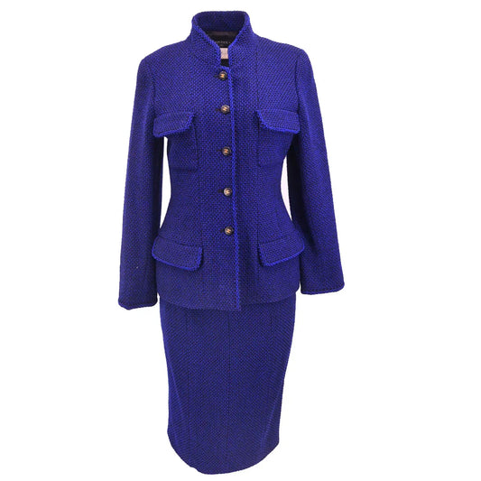 Chanel 1995 Skirt Suit Jacket Navy #40