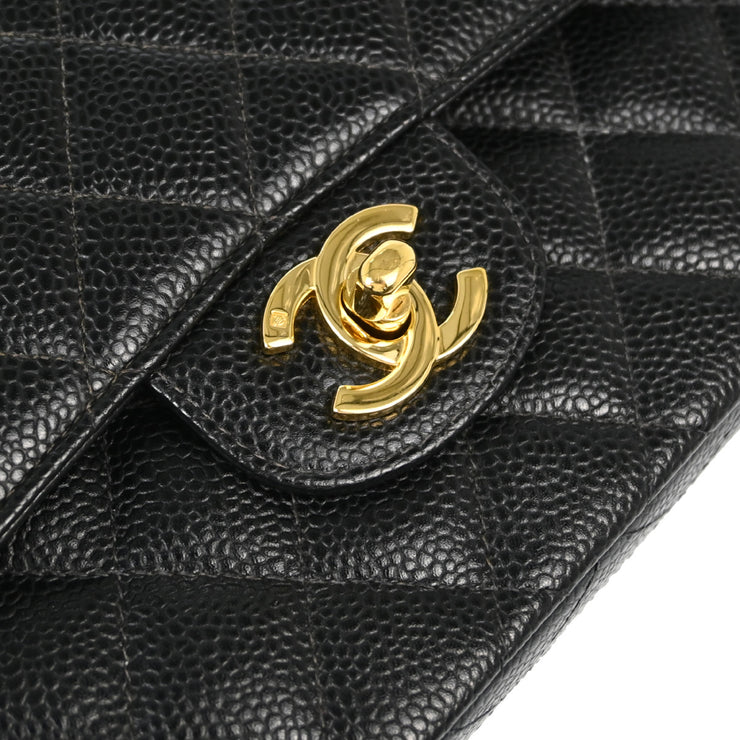 Chanel 2001-2003 Black Caviar Small Classic Double Flap Shoulder Bag