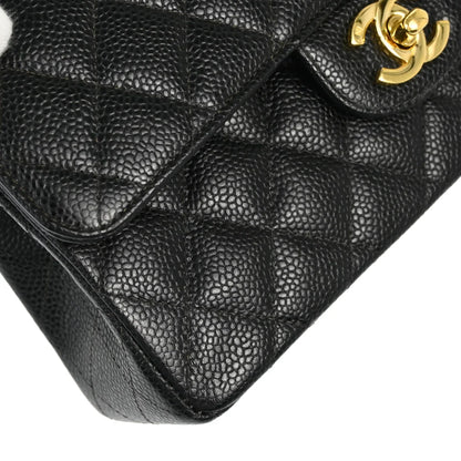 Chanel 2001-2003 Black Caviar Small Classic Double Flap Shoulder Bag