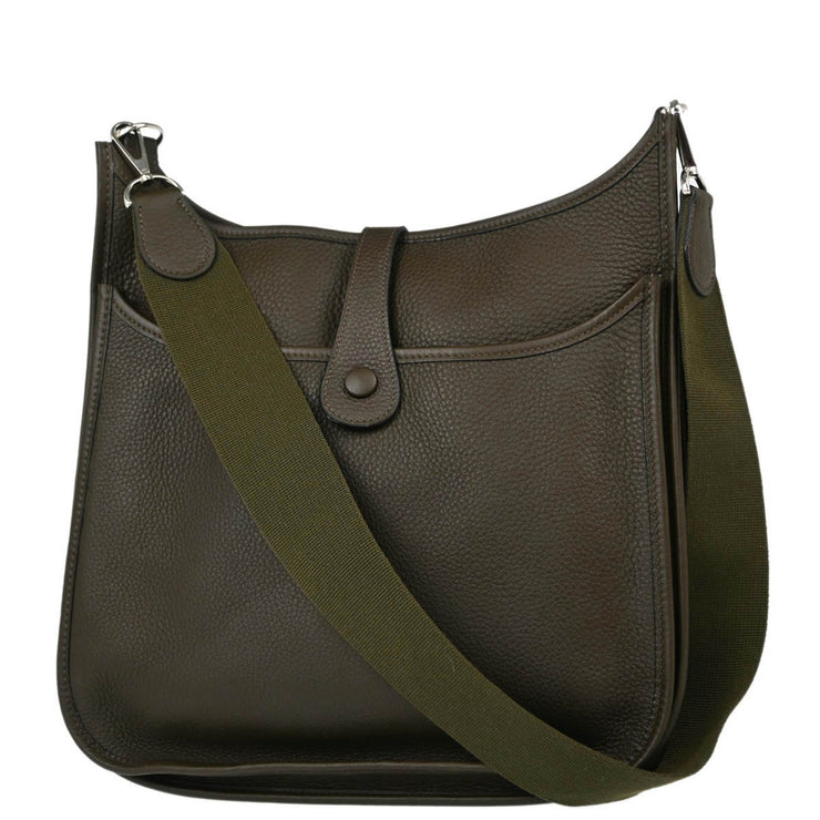 Hermes Olive Green Taurillon Clemence Evelyne 2 PM Shoulder Bag