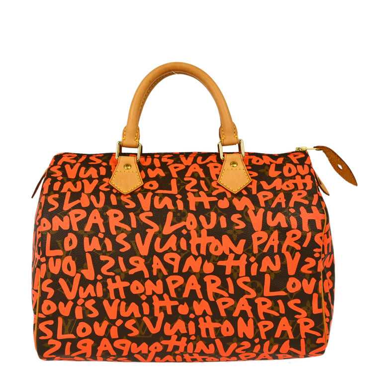 Louis Vuitton Speedy 30 Handbag Monogram Graffiti Orange M93705