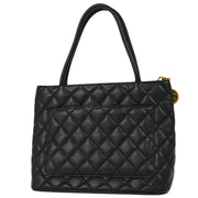 Chanel Black Caviar Medallion Tote Handbag