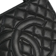 Chanel 2001-2003 Black Caviar Medallion Tote Handbag