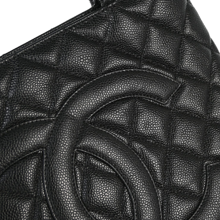 Chanel Black Caviar Medallion Tote Handbag