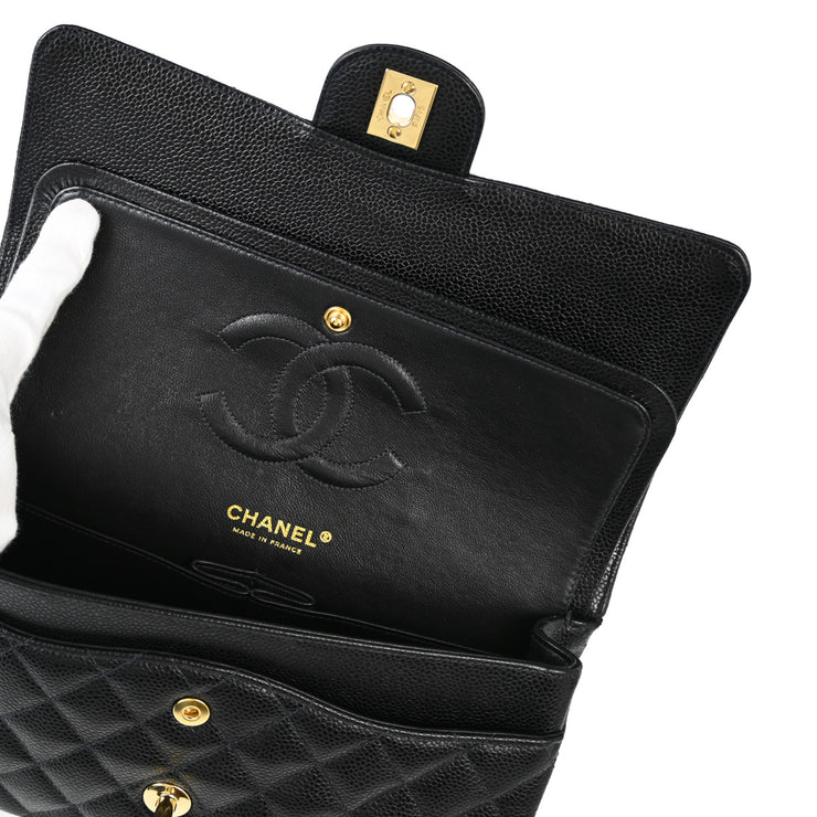 Chanel Black Caviar Medium Classic Double Flap Shoulder Bag