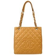 Chanel 2003-2004 Beige Caviar Petite Shopping Tote PST Tote Handbag