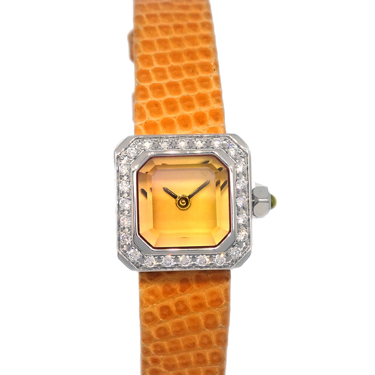 Corum Sugar Cube Ref.137.428.47 Quartz Watch SS Diamond Orange